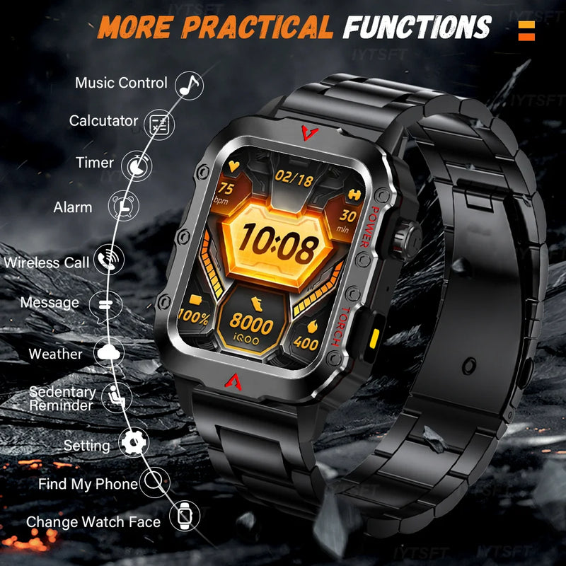 G.L Wear 2025 New Sports Smart Watch Bluetooth Talk LED Flashlight Multi-function Outdoor Sports Smart Watch for Men Women