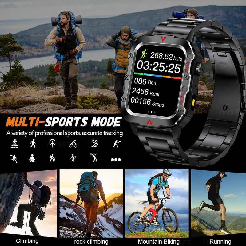 G.L Wear 2025 New Sports Smart Watch Bluetooth Talk LED Flashlight Multi-function Outdoor Sports Smart Watch for Men Women